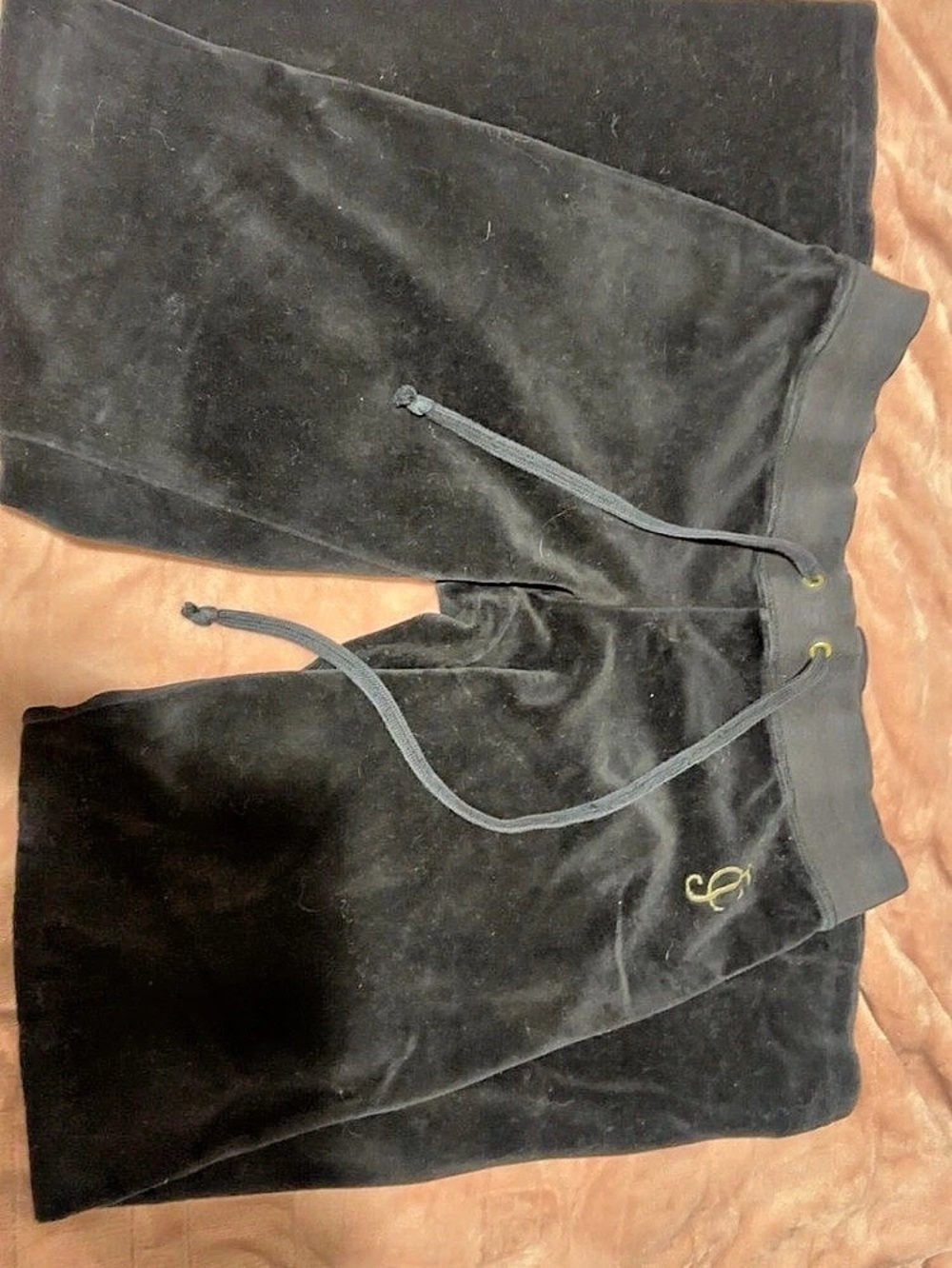 Juicy Couture OG Big Bling Velour Track Pants Black Small